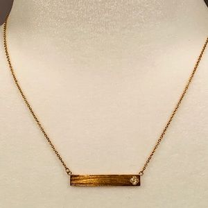 Simple gold bar necklace w/ crystals